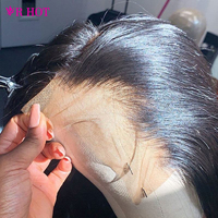 Peluca de Cabello Humano Vietnamita Virgen con Densidad del 180%, Peluca Frontal Completa con Encaje HD Natural, Peluca de Encaje Frontal para Mujeres Negras