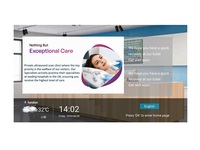 Système IPTV hospitalier Dibvision prenant en charge les messages de bienvenue, la diffusion en direct, la VOD et les introductions culinaires