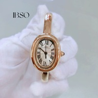 Jam Tangan Wanita Stainless Steel Quartz dengan Dial Oval Kecil Angka Romawi, Gelang Mewah Ringan, Lebar 22mm, Tampilan Jarum Penunjuk
