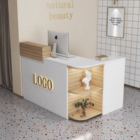 Bureau de réception moderne et durable avec lumière LED Design incurvé unique pour bureau, hôtel, salon de beauté ou centre commercial Fourniture en usine