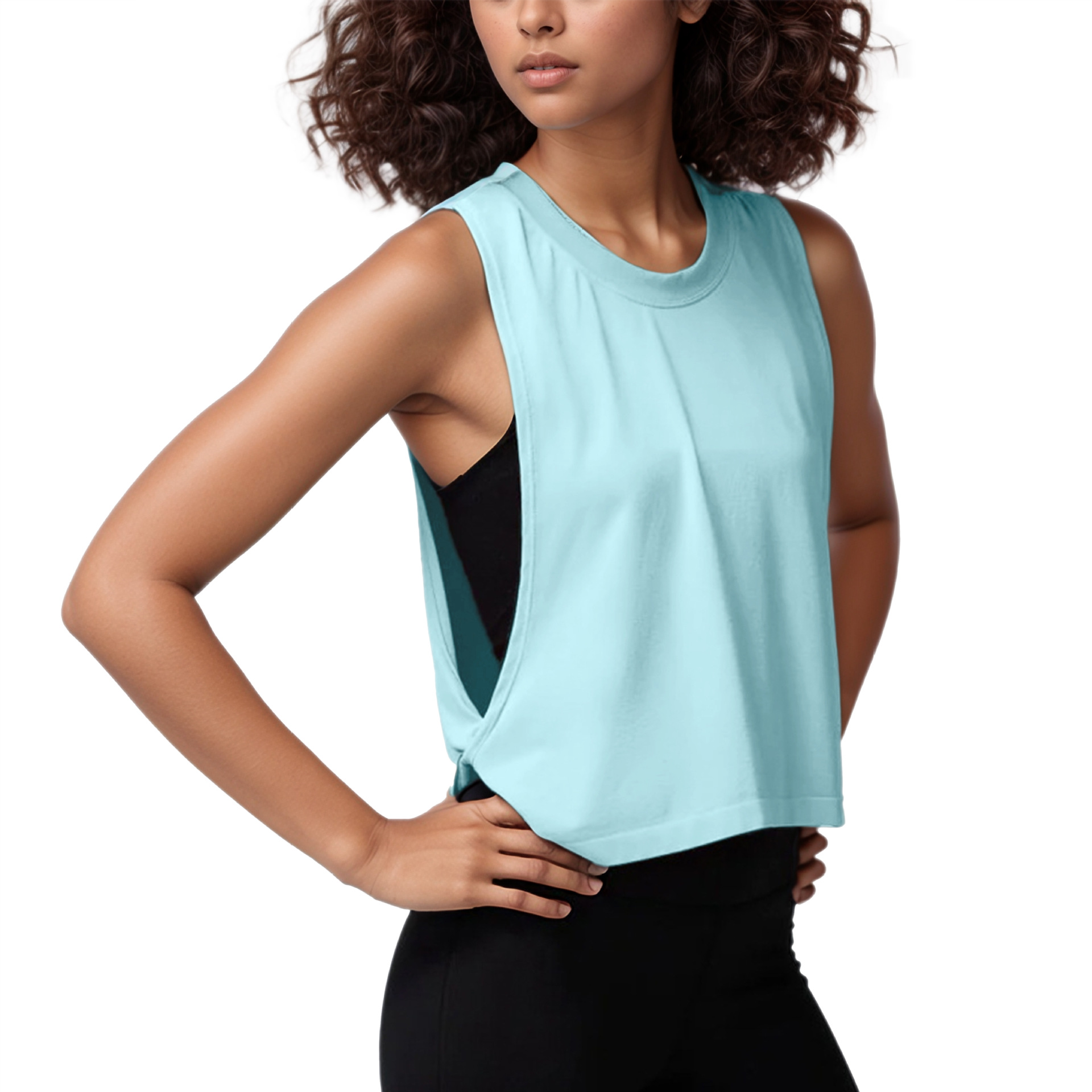 Vintage Short Loose Sleeveless Blouse Sports Vest Women's Summer Lightweight Breathable Running Yoga Fitness Top