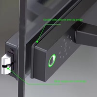 Cerradura Inteligente Tuya de Alta Calidad para Puerta de Vidrio con Control de Acceso por Huella Dactilar, Manija de Aluminio, Llave y Entrada de Código para Uso en Oficinas