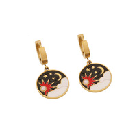 Ensemble de bijoux collier et boucles d'oreilles Dazgirl en acier inoxydable, style classique vintage, soleil, étoile et lune, pour mariage, fiançailles, cadeau