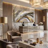 Peinture abstraite texturée 3D peinte à la main sur toile, art mural moderne de luxe en or et gris, grand format, pour la décoration de l'hôtel et du salon