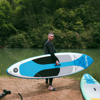 Planche de surf gonflable en PVC pour enfants, noir et bleu avec pagaie