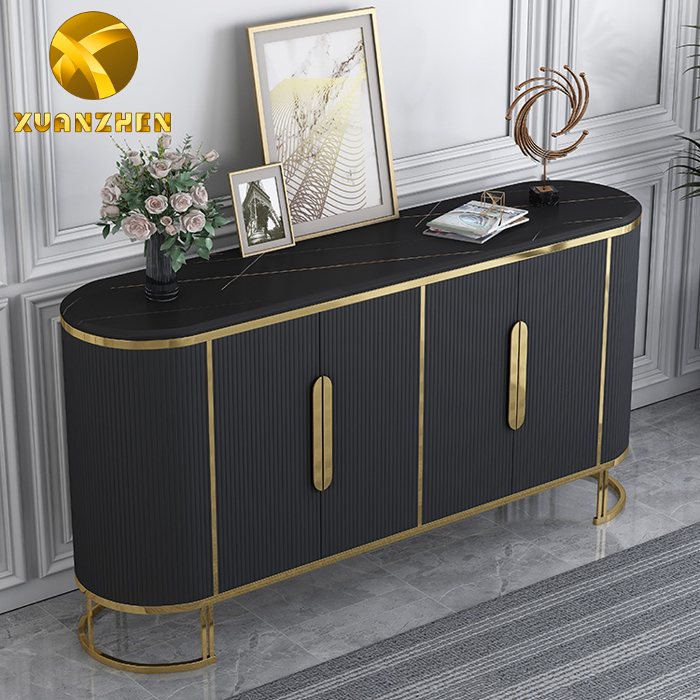 Home furniture sideboard metal living room furniture gold and white sideboard marble top sideboard SB001