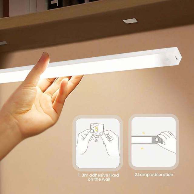 Smart Human Motion Sensor Led Light, Wireless Magnetic Usb Rechargeable 3000K Warm Light for Cabinet Wardrobe Hallway