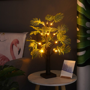 Palmier d'intérieur artificiel de 1.5 pieds 16 lumières LED Warmwhite 100% fil de cuivre pur interrupteur à bouton-poussoir facile pour l'éclairage des vacances - Product Image 4
