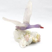 Souvenir d'oiseau en pierre brute brésilienne d'améthyste/tourmaline violette, artisanat populaire, technologie suisse de haute qualité