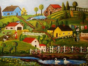 Arte de pared hecho a mano para decoración del hogar, <span class=keywords><strong>pintura</strong></span> de <span class=keywords><strong>paisaje</strong></span> <span class=keywords><strong>Rural</strong></span> sobre lienzo - Product Image 4