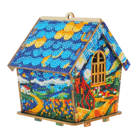 Kit de puzzle 3D en bois personnalisé pour peinture diamant, thème cabane de Noël en forme de maisonnette de pain d'épices, pour artisanat et décoration, vente en gros