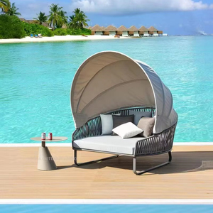 Foshan usine corde <span class=keywords><strong>transat</strong></span> bon marché en aluminium étanche en gros lit <span class=keywords><strong>de</strong></span> repos avec auvent au bord <span class=keywords><strong>de</strong></span> la piscine plage complexe hôtel <span class=keywords><strong>transat</strong></span> durable - Product Image 2