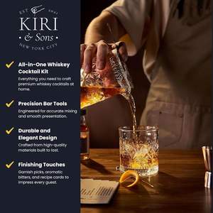 Juego de Coctelería de Cobre de 13 Piezas, Vaso para Whisky, Jigger, Bitters, Tarjetas de Recetas, en Caja, Regalo para el Día del Padre, para Martinis y Manhattans - Product Image 6