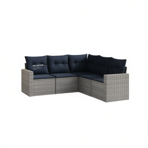 Ensemble de canapés de patio en polyrotin gris avec coussins, meubles de jardin d'extérieur, sièges de style contemporain pour 5 personnes - Product Image 1