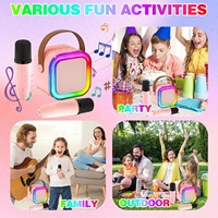 K12 Mini Karaoke Machine 2 Mic Draadloze Microfoon LED Licht Subwoofer Speaker voor Persoonlijk Gebruik op de Computer of Zingen