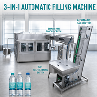 Machine industrielle entièrement automatique monobloc 3 en 1 pour le rinçage, le remplissage et le bouchage automatiques de bouteilles en PET et en verre pour boissons liquides