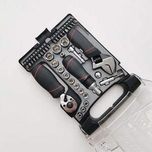 Juego de herramientas de reparación de automóviles Profix de 40 piezas, juego de llaves de vaso de 1/4 pulgadas, llave ajustable de acero al cromo vanadio métrico con trinquete para vehículos - Product Image 3
