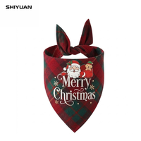 SHIYAUN Bandana pour chien en coton pour Halloween et Noël, serviette anti-salive pour animaux de compagnie, écologique, lavable, imprimé, doux et confortable, motif à carreaux