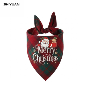 शियान क्रिसमस कुत्ते बन्ना के लिए पालतू लार तौलिया प्रिंट नरम और आरामदायक क्रिसमस के प्लेड डॉग बन्ना - Product Image 2