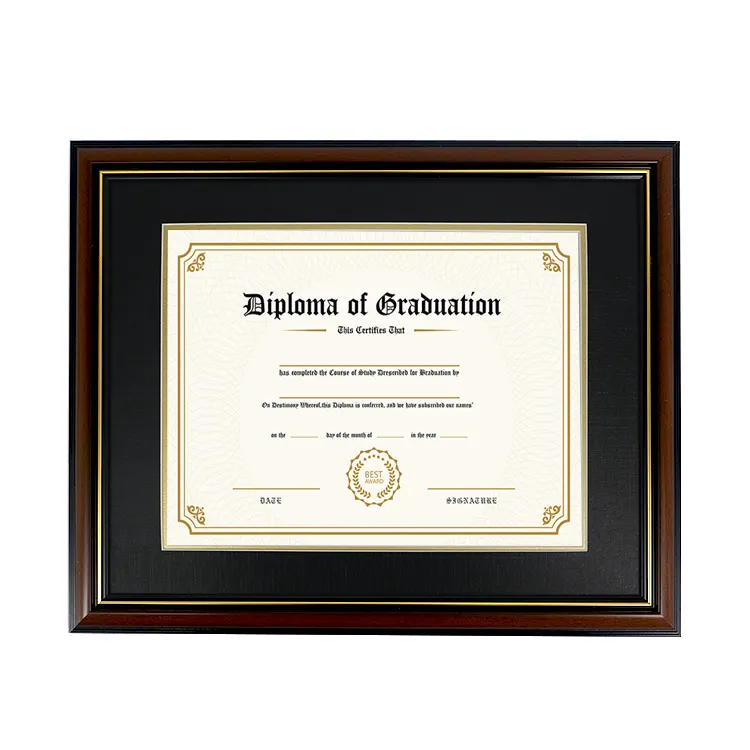 Dubbele Matted Universiteit Afstuderen A4 Ps Certificaat Frame Diploma Graden Frames Met Golden Rim Voor 11X14 Inch