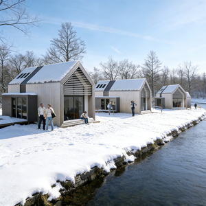 Villa de luxe au design moderne, préfabriquée à installation rapide, avec structure tubulaire carrée en acier galvanisé, alimentée à l'énergie solaire, pour bureau et chambre. - Product Image 4