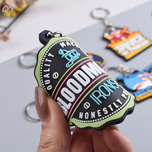 QY Soft Rubber <b>Keychain</b> <b>Personalized</b> Logo Text Cartoon Custom Shape Key Ring Promotional Bag Pendant - Product Image 1