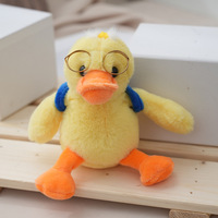 Porte-clés en peluche canard avec lunettes, petits jouets en peluche Kawaii, poupée en peluche douce, pendentif de sac, accessoires de mode, cadeau en gros pour filles