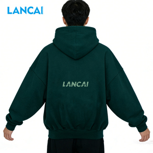 Sudadera con Capucha LANCAI para Hombre, Forro de Camuflaje, Estilo Oversize, Corte Recortado, Gruesa, Estilo Urbano, Informal, con Bolsillo Canguro - Product Image 4
