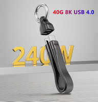 Pequeño llavero portátil de carga corta tipo C y cable trenzado de nailon SYNC Cable de cargador USB C Compatible con Samsung S9 S8