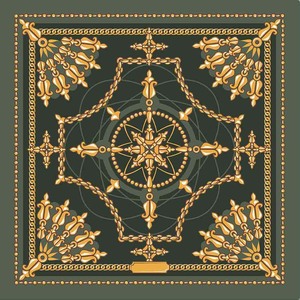 ผ้าพันคอสี่เหลี่ยมลายเข็มทิศและโซ่สไตล์บาโรกสุดหรู ขนาด 70x70 ซม. ผลิตจากโพลีเอสเตอร์ซาติน สำหรับผู้หญิง สวมใส่ในโอกาสทางการ - Product Image 2