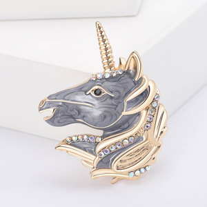 Legierung Einhorn Märchenstil Emaille Strass Brosche für Hochzeit Verlobung Geschenk Direktverkauf ab Werk - Product Image 3