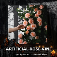 Vente en gros de roses artificielles en soie royale suspendues, 160-180 cm, décoration murale pour Halloween, maison et jardin