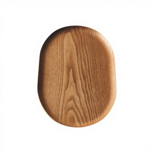 Assiette de service en bois, forme ovale, couleur unie, design minimaliste, vaisselle et assiettes, assiette ronde en bois, assiette ovale faite à la main - Product Image 1