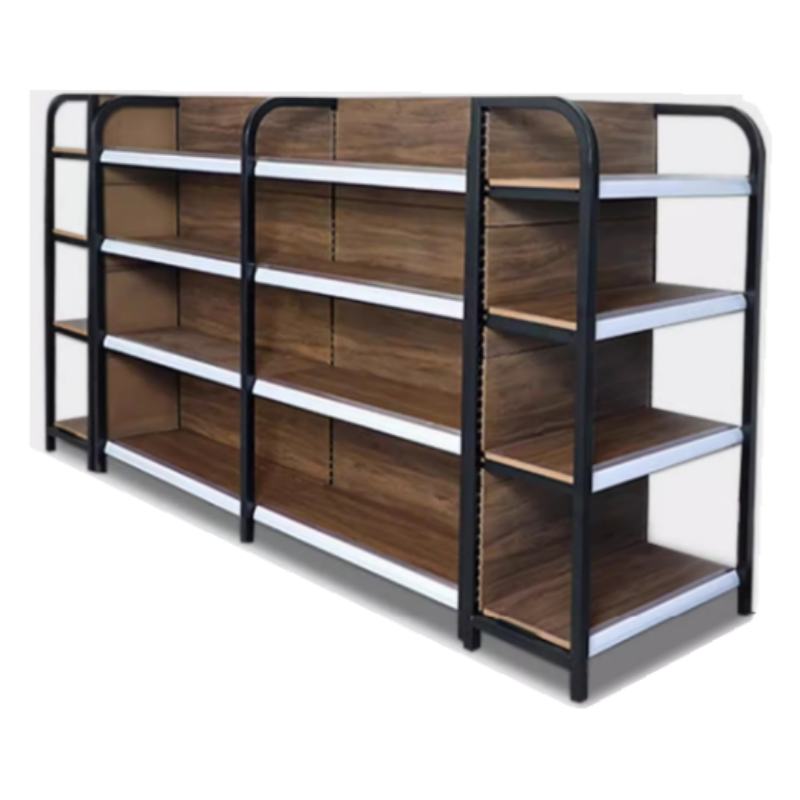 Adjustable Wooden Supermarket Shelf Steel Wood