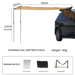 เต็นท์หลังคารถยนต์แบบกันน้ำ ชั้นเดียว ใช้ได้ทุกฤดู ทำจากอลูมิเนียมอัลลอยด์ ผ้า Oxford สำหรับกันแดดและกันฝน เหมาะสำหรับการตั้งแคมป์ - Product Image 3