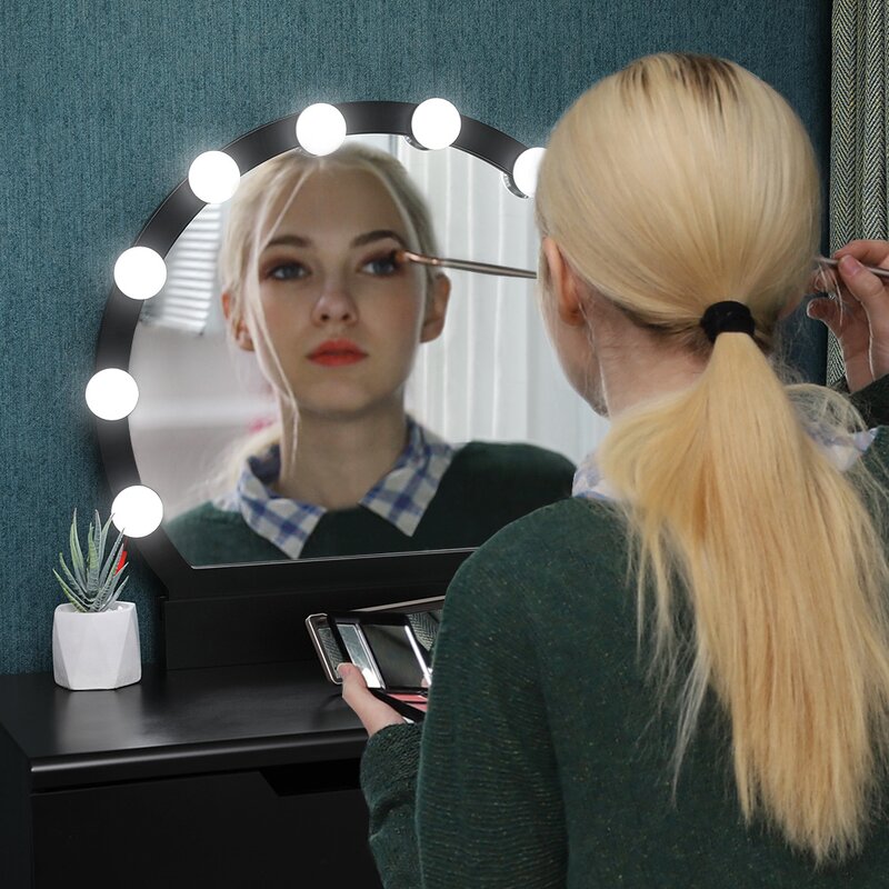 wholesale makeup vanity table with bulb lights and chair set