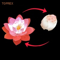Lampe de nuit 3D TOPREX pour le festival de Noël, rose dynamique avec feuilles, fleurs de lotus artificielles
