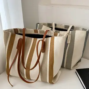 Yüksek kaliteli kadın tuval omuzdan askili çanta özel Logo Crossbody geri dönüşümlü alışveriş çantası fermuar Tote keten çantalar