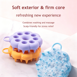 Factory Price Flower Shape Soft Silicone Electric-Free <b>Scalp</b> Massage Shampoo <b>Brush</b> Waterproof Durable Eco-Friendly Anti-Odor - Product Image 4