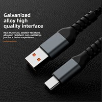 Kabel Data Transfer Pengisian Cepat 5A Pengisian Cepat 3A 3 1 1.2M Hitam Terlindungi Kabel Kamera Panjang Berbahan Nilon Kepang Tipe-C