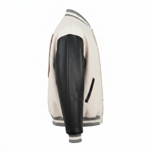 Customized Fashion School Street Style Baseball <b>Jacket</b> Casual Patchwork Windproof Stand Collar <b>Leather</b> Sleeve Varsity <b>Jacket</b> - Product Image 6