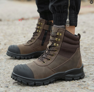 <span class=keywords><strong>Stivali</strong></span> di sicurezza <span class=keywords><strong>con</strong></span> punta <span class=keywords><strong>in</strong></span> acciaio per indossare comodamente cavalli pazzi marroni e pelle di Nubuck gialla <span class=keywords><strong>con</strong></span> <span class=keywords><strong>stivali</strong></span> da lavoro di sicurezza <span class=keywords><strong>con</strong></span> <span class=keywords><strong>cerniera</strong></span> - Product Image 5