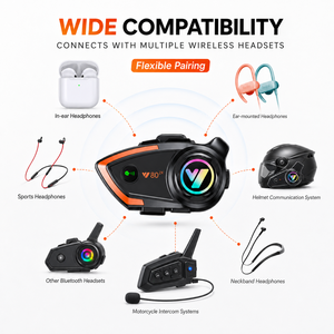 Casque Intercom Moto 800M pour 2 Motocyclistes, Communication CVC, Réduction du Bruit, IPX6, 1000mAh, Casque Audio pour Casque - Product Image 3
