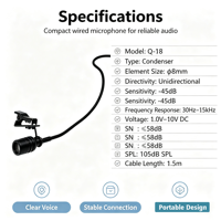 Microphone Lavalier Unidirectionnel 8mm avec Clip pour Enregistrement Vidéo de Conférence Équipement Audio Professionnel