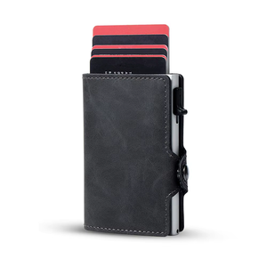 Porte-cartes en cuir PU recyclable ultra-mince avec noyau en aluminium pratique <span class=keywords><strong>pour</strong></span> les trajets <span class=keywords><strong>sans</strong></span> <span class=keywords><strong>contact</strong></span> - Product Image 4