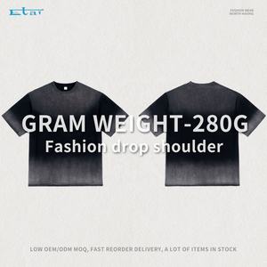 เสื้อยืดผ้าฝ้าย100% สำหรับผู้ชายผ้าถักลาย280จีเอสเอ็มผ้าถักลายสตรีทไซส์ใหญ่พิเศษสไตล์วินเทจ - Product Image 4