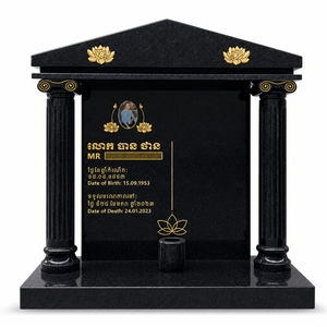 Pierre tombale personnalisée en granit noir Luca, monument funéraire polynésien néo-zélandais avec piliers et bordure, <span class=keywords><strong>plaque</strong></span> commémorative pour <span class=keywords><strong>cimetière</strong></span> - Product Image 2