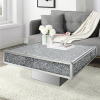 Table basse de luxe moderne américain, populaire, simple, rectangle, miroir, diamant écrasé, pour salon