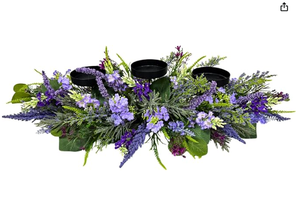 Centro de Mesa Rústico con Portavelas de Lavanda de 26 Pulgadas, Decoración Floral para Mesa con 3 Portavelas para Velas de <span class=keywords><strong>Pilar</strong></span> - Product Image 2