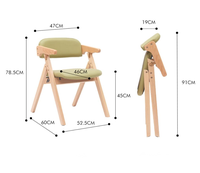 Chaise pliante en bois rembourrée douce avec siège et dossier rembourrés confortables Cadre et accoudoirs en bois naturel pour bureau à domicile